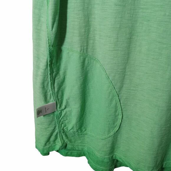 Lori Goldstein LOGO Womens Green Short Sleeve Top L Pockets Distressed Elbow - Picture 11 of 15